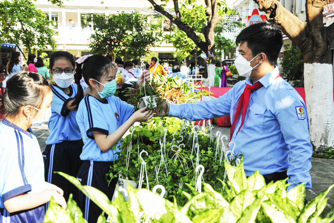 Hoạt động đổi rác lấy cây xanh tổ chức tại các trường tiểu học  trên địa bàn TP. Nha Trang.