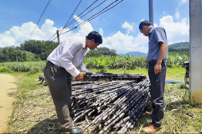 Reporter Thanh Long (left) had travelled to remote areas to collect material for his work titled “Helping mountainous areas catch up with lowlands”