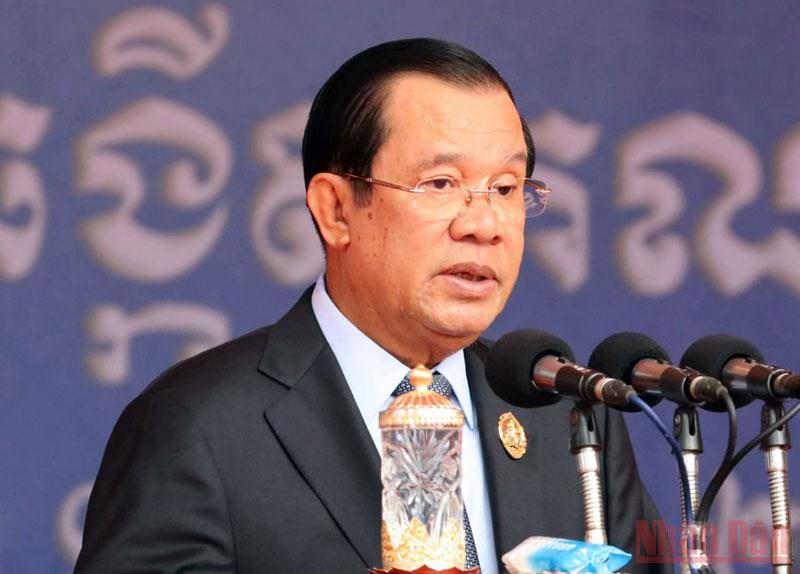 Chủ tịch CPP Samdech Techo Hun Sen phát biểu tại lễ kỷ niệm.