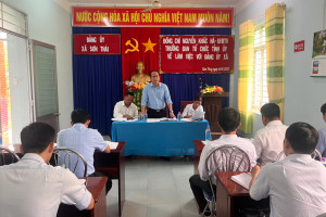 Ông Nguyễn Khắc Hà - Trưởng Ban Tổ chức Tỉnh ủy làm việc với Đảng ủy xã Sơn Thái