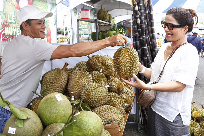 Durians, best seller at Khanh Son Fruit Festival