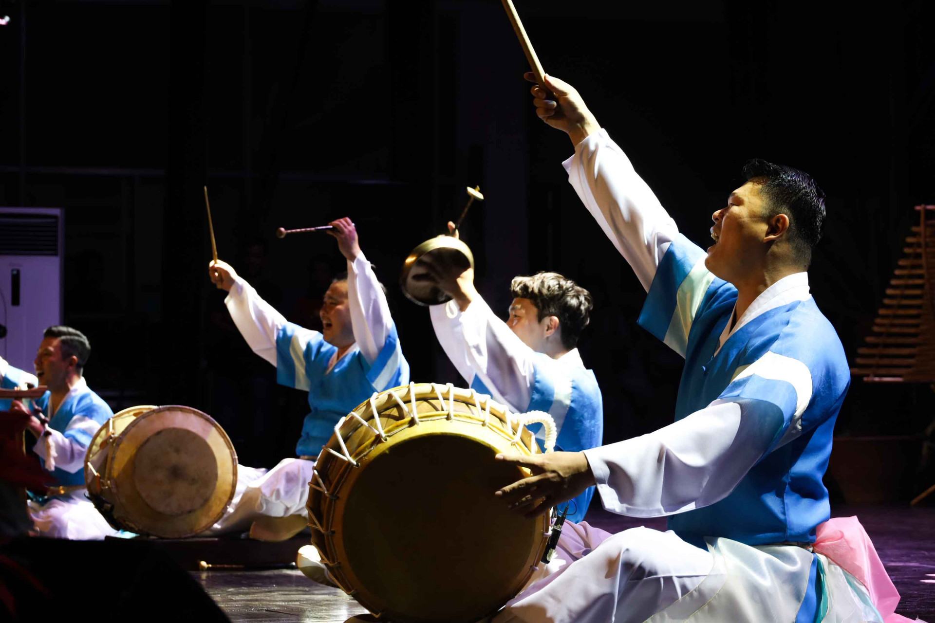 South Korean artists performing with traditional musical instruments