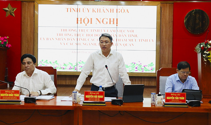 Ông Nguyễn Hải Ninh phát biểu kết luận buổi làm việc