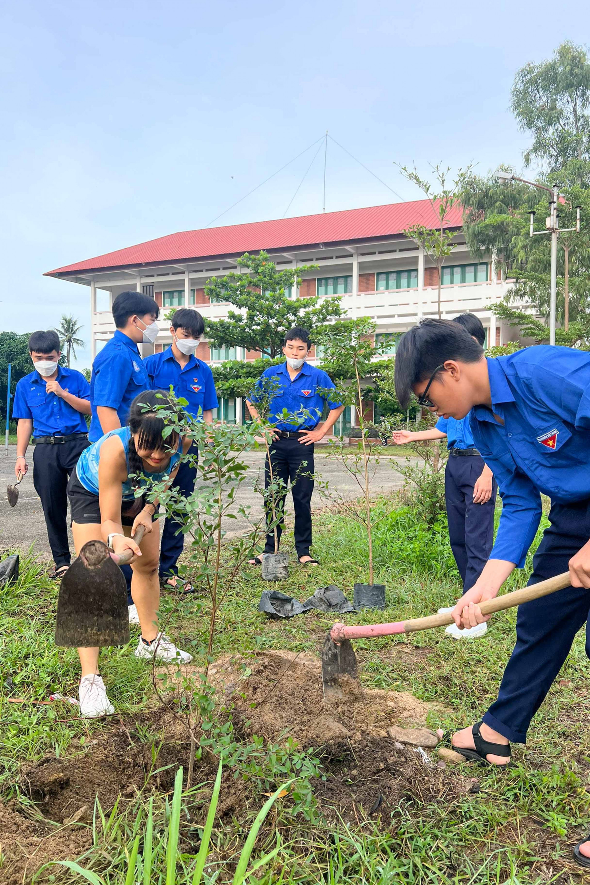 Thành viên các câu lạc bộ trồng cây tại Trường Phổ thông Hermann Gmeiner Nha Trang