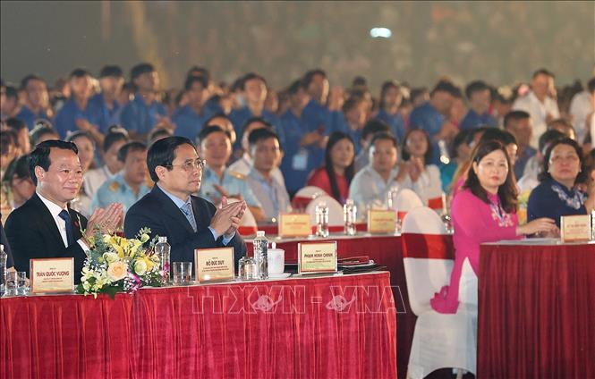 Thủ tướng Chính phủ Phạm Minh Chính và các đại biểu dự buổi lễ. Ảnh: Dương Giang/TTXVN