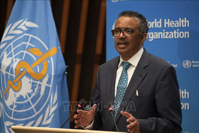 Tổng Giám đốc WHO Tedros Adhanom Ghebreyesus phát biểu tại một hội nghị ở Geneva, Thụy Sĩ. Ảnh tư liệu: THX/TTXVN