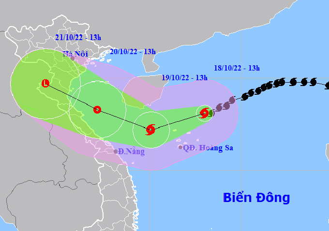 Vị trí và dự báo hướng di chuyển của bão số 6