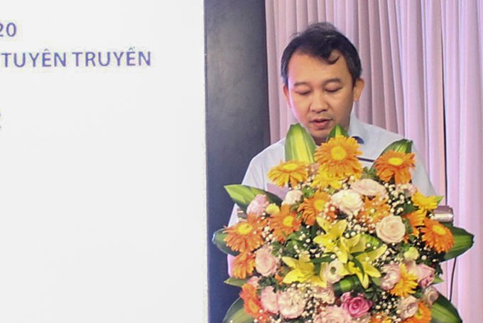 Ông Cao Minh Tuấn - Phó Giám đốc Trung tâm Truyền thông tài nguyên và môi trường phát biểu tại hội nghị.