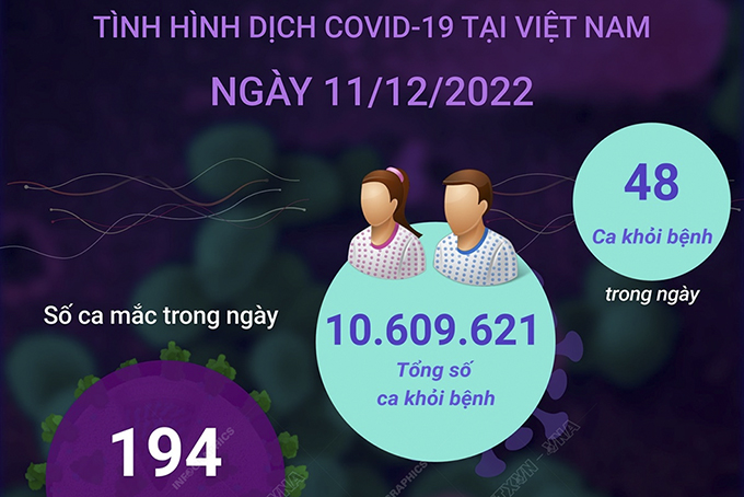 Ngày 11/12: Có 194 ca COVID-19 mới, 48 F0 khỏi bệnh