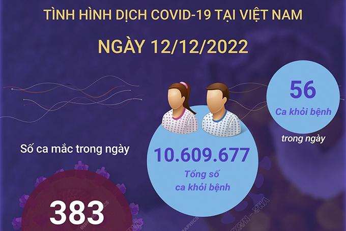 Ngày 12/12: Có 383 ca COVID-19 mới, 56 F0 khỏi bệnh