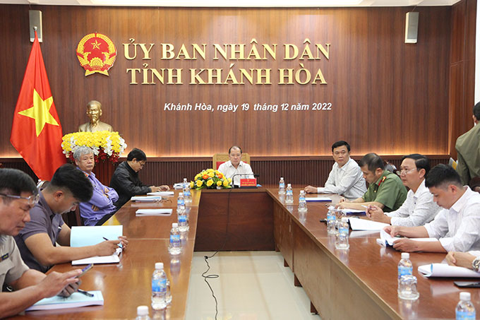 Quang cảnh hội nghị tại điểm cầu Khánh Hòa.