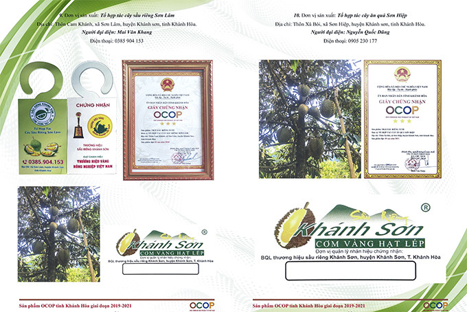 Khanh Son durian gets OCOP certification of Khanh Hoa Province