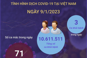 Ngày 9/1/2023: Có 71 ca COVID-19 mới, 3 F0 khỏi bệnh