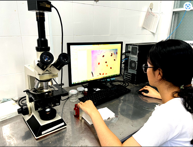 Sinh viên Nguyễn Thị Thùy Linh nghiên cứu sự phát triển của nấm
