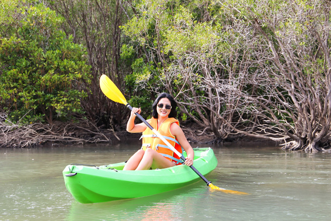 Rowing kayak at Orchid Island