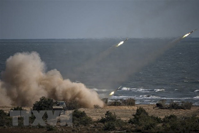 Tên lửa được phóng trên biển Caspi, Cộng hòa Dagestan, Liên bang Nga. (Ảnh minh họa: AFP/TTXVN)