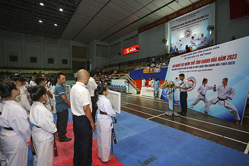 Buổi lễ khai mạc giải Karatedo các nhóm tuổi tỉnh Khánh Hòa 2023.